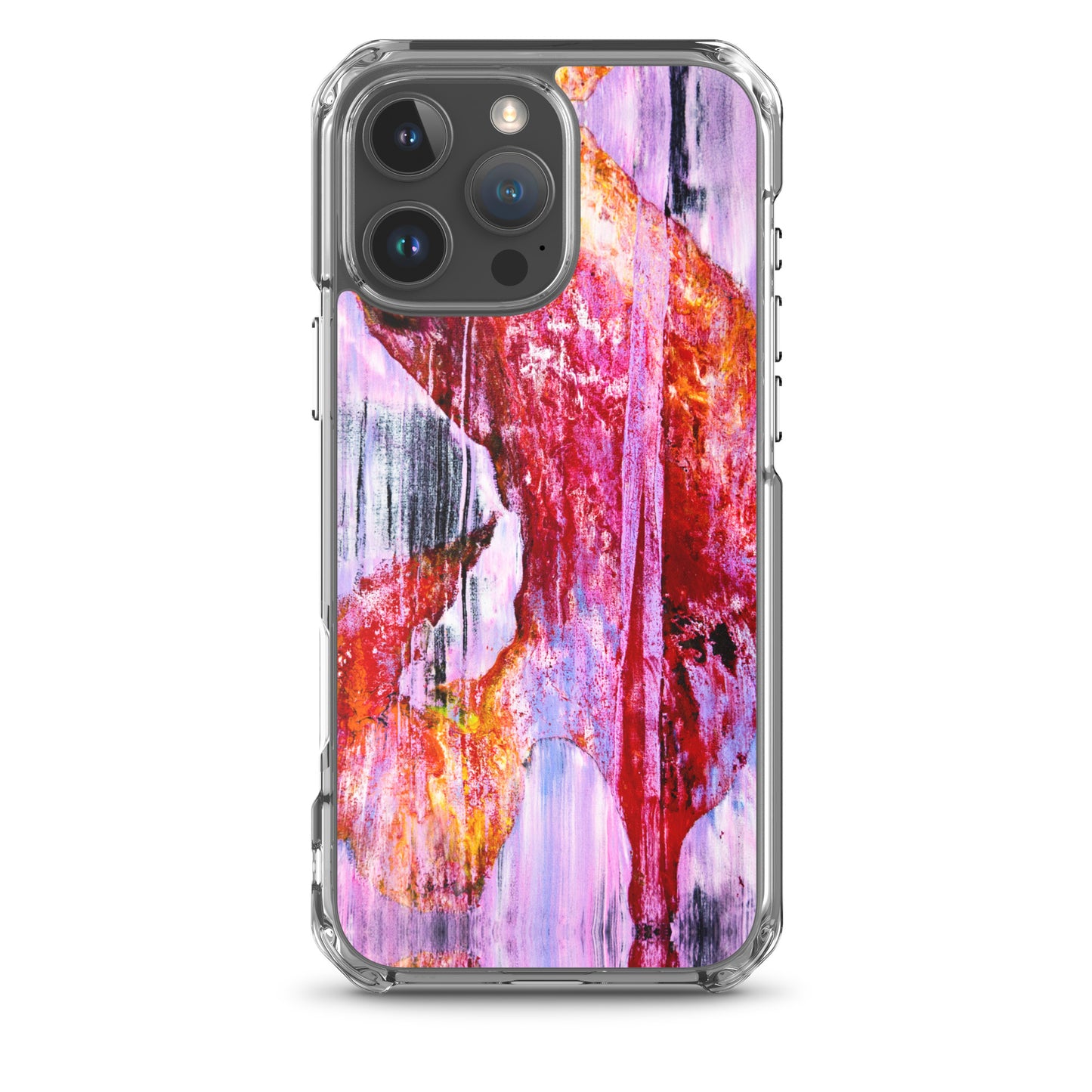 Abstract Phone Case Compatible with iPhone, Ultra Slim Cover with Heavy Duty Scratch Resistant Shockproof Protection, “Pink Rain”