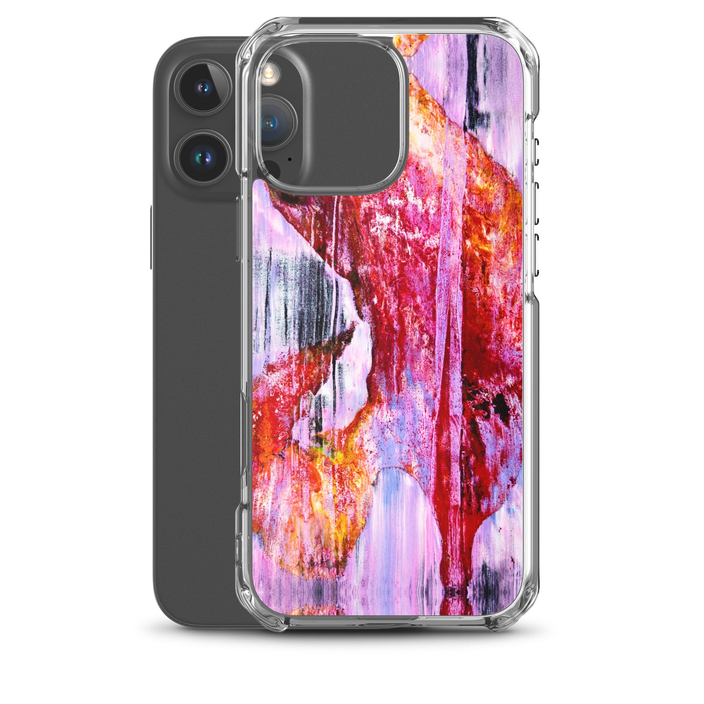 Abstract Phone Case Compatible with iPhone, Ultra Slim Cover with Heavy Duty Scratch Resistant Shockproof Protection, “Pink Rain”