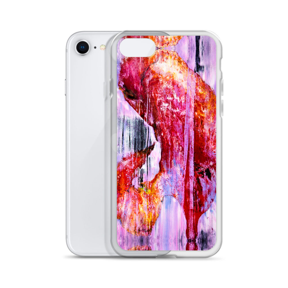 Abstract Phone Case Compatible with iPhone, Ultra Slim Cover with Heavy Duty Scratch Resistant Shockproof Protection, “Pink Rain”