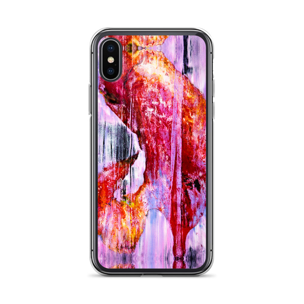 Abstract Phone Case Compatible with iPhone, Ultra Slim Cover with Heavy Duty Scratch Resistant Shockproof Protection, “Pink Rain”