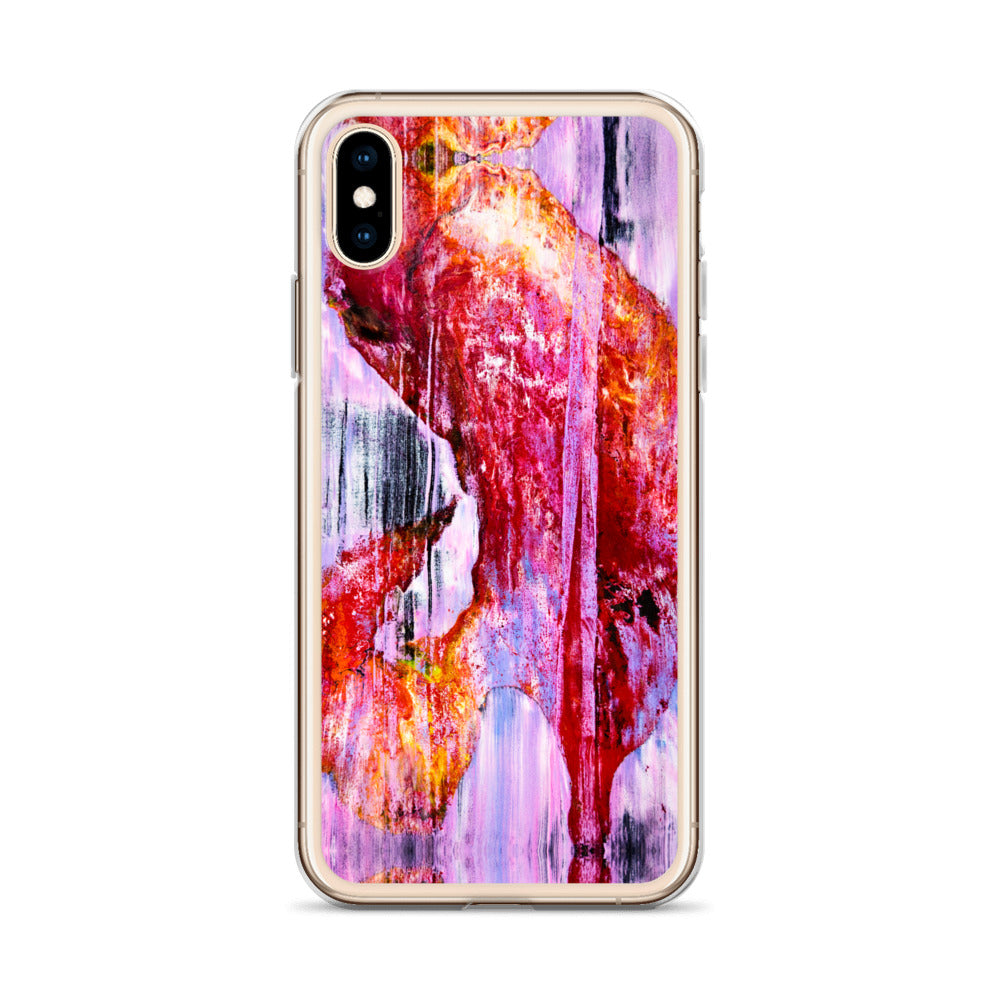 Abstract Phone Case Compatible with iPhone, Ultra Slim Cover with Heavy Duty Scratch Resistant Shockproof Protection, “Pink Rain”