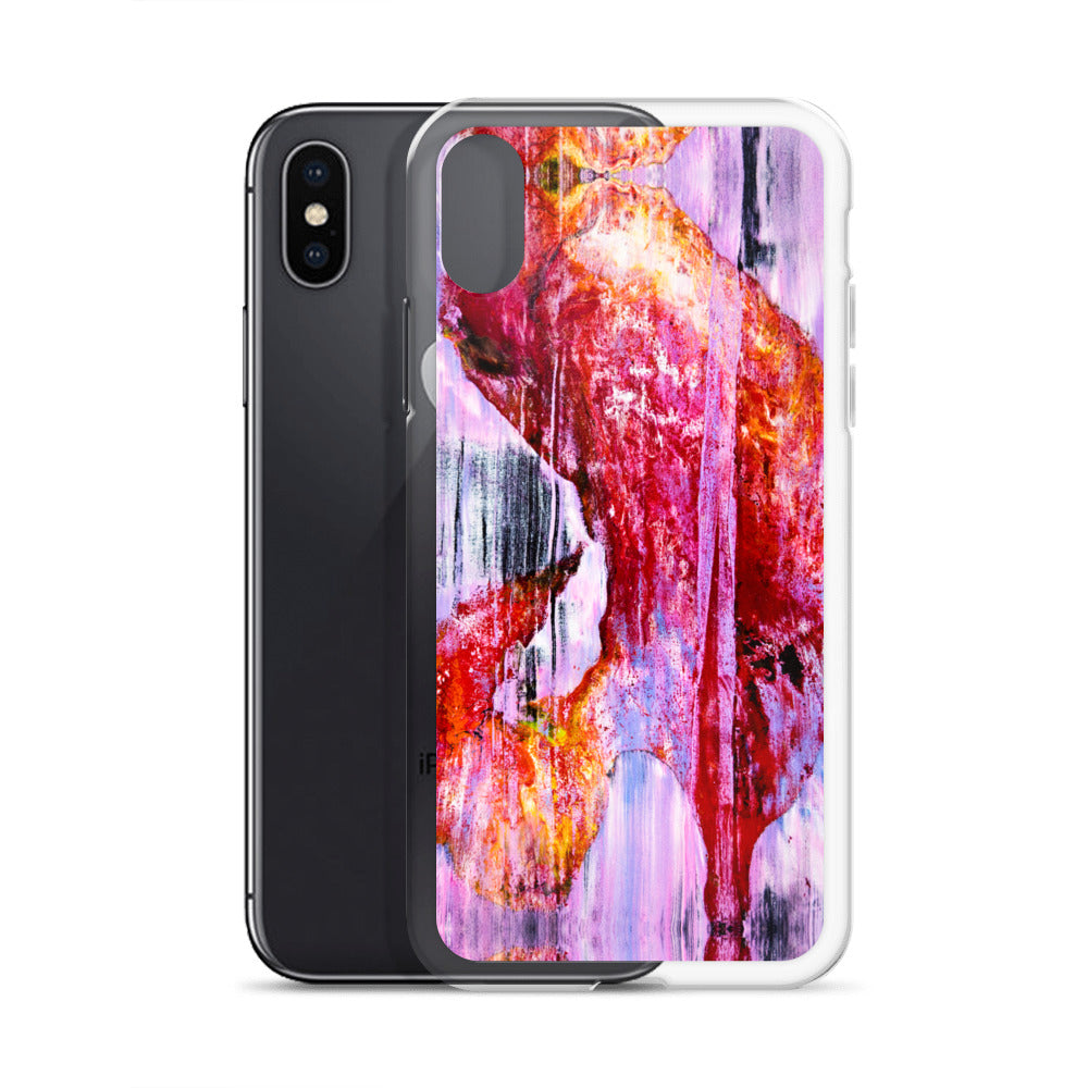 Abstract Phone Case Compatible with iPhone, Ultra Slim Cover with Heavy Duty Scratch Resistant Shockproof Protection, “Pink Rain”