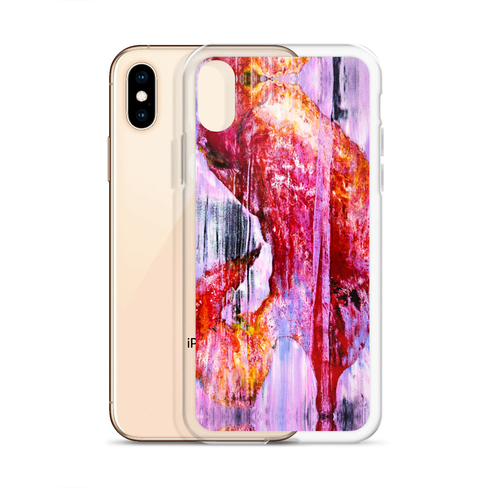 Abstract Phone Case Compatible with iPhone, Ultra Slim Cover with Heavy Duty Scratch Resistant Shockproof Protection, “Pink Rain”