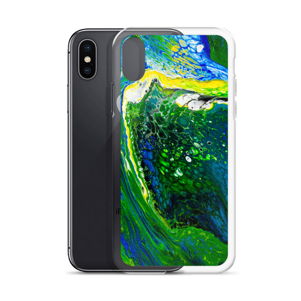 NightOwl Studio Custom Phone Case Compatible with iPhone, Ultra Slim Cover with Heavy Duty Scratch Resistant Shockproof Protection, Green Stream