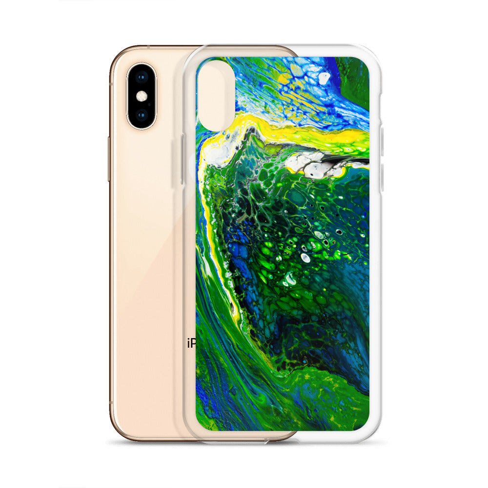 NightOwl Studio Custom Phone Case Compatible with iPhone, Ultra Slim Cover with Heavy Duty Scratch Resistant Shockproof Protection, Green Stream