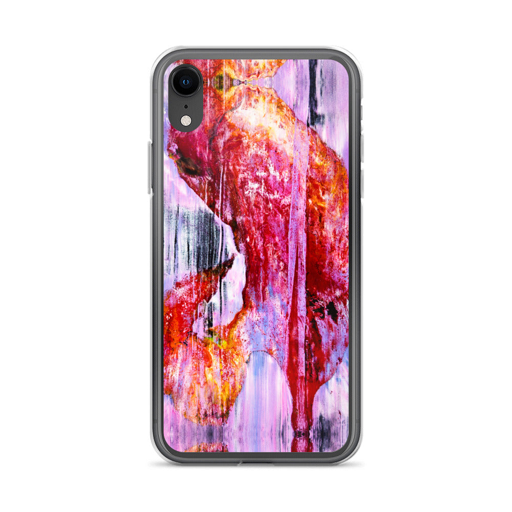 Abstract Phone Case Compatible with iPhone, Ultra Slim Cover with Heavy Duty Scratch Resistant Shockproof Protection, “Pink Rain”