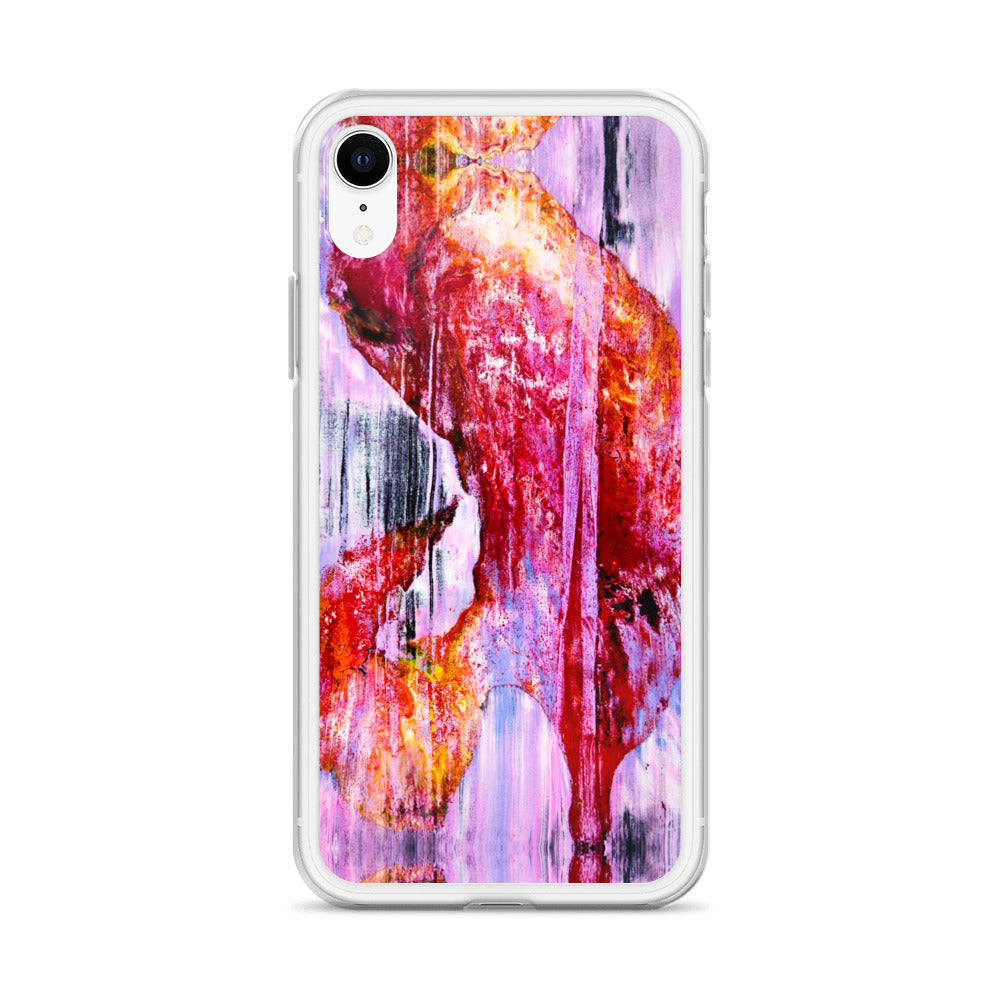 Abstract Phone Case Compatible with iPhone, Ultra Slim Cover with Heavy Duty Scratch Resistant Shockproof Protection, “Pink Rain”