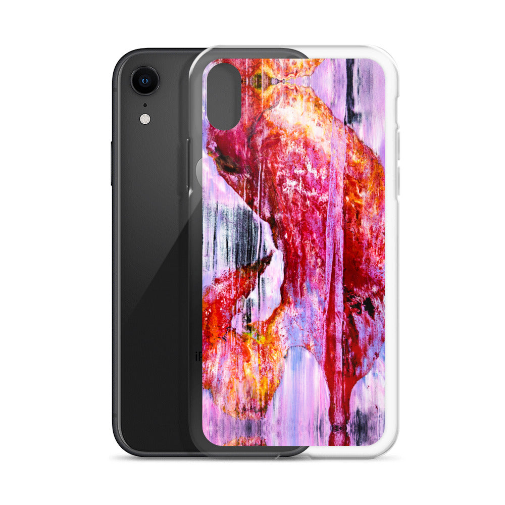 Abstract Phone Case Compatible with iPhone, Ultra Slim Cover with Heavy Duty Scratch Resistant Shockproof Protection, “Pink Rain”