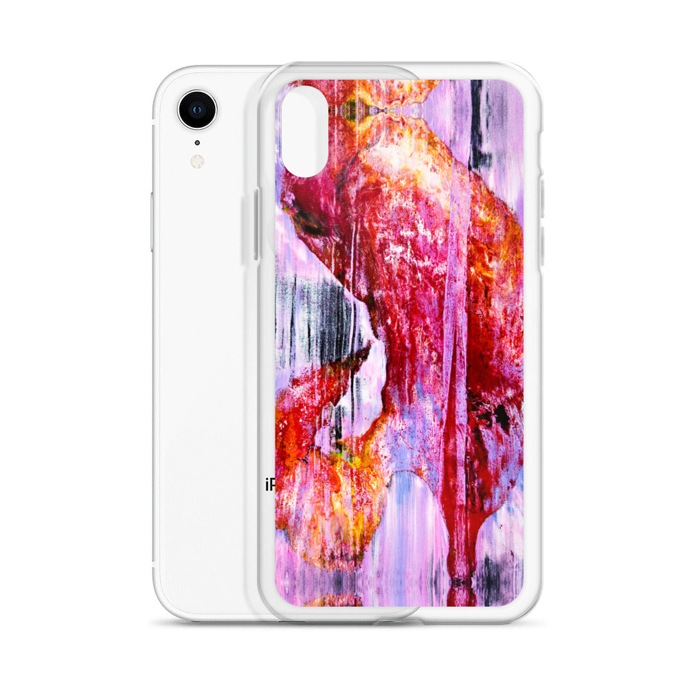 Abstract Phone Case Compatible with iPhone, Ultra Slim Cover with Heavy Duty Scratch Resistant Shockproof Protection, “Pink Rain”