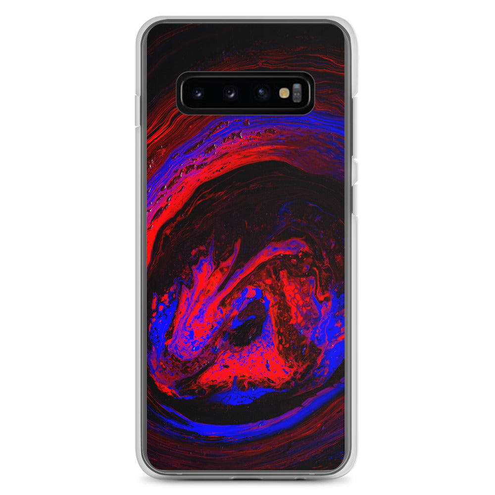 NightOwl Studio Custom Phone Case Compatible with Samsung Galaxy, Slim Cover for Wireless Charging, Drop and Scratch Resistant, Red Vortex