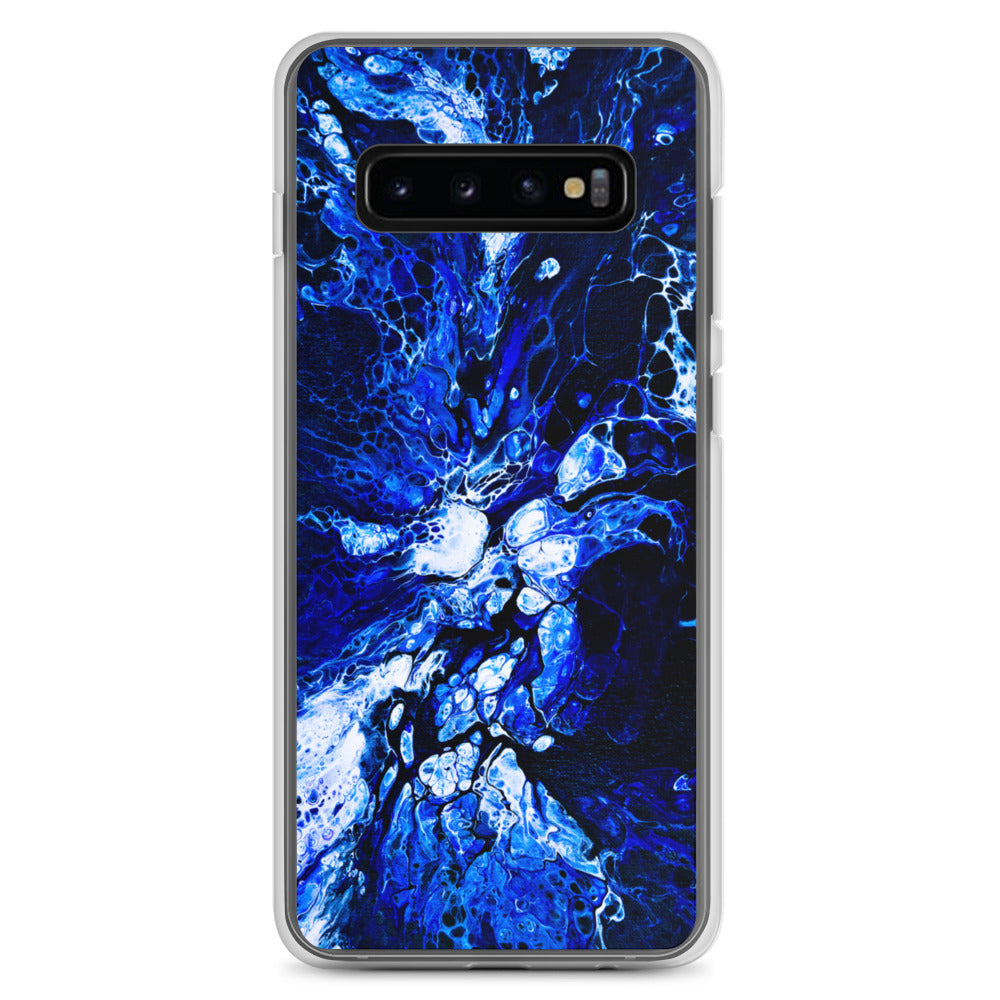 NightOwl Studio Custom Phone Case Compatible with Samsung Galaxy, Slim Cover for Wireless Charging, Drop and Scratch Resistant, Blue Burst