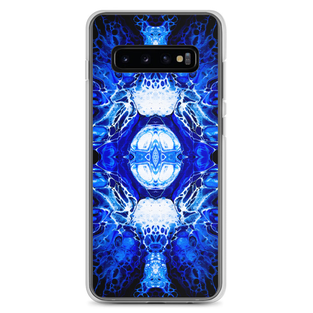 NightOwl Studio Custom Phone Case Compatible with Samsung Galaxy, Slim Cover for Wireless Charging, Drop and Scratch Resistant, Blue Nucleus