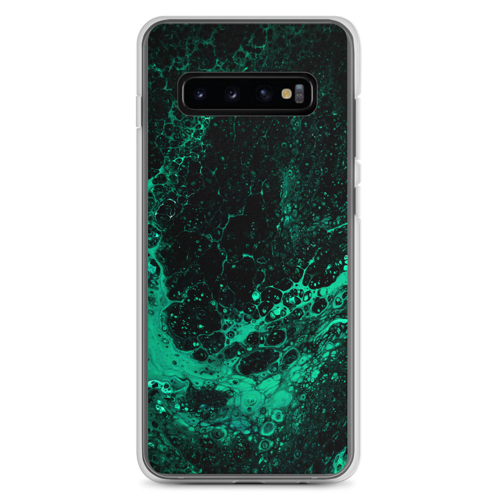 NightOwl Studio Custom Phone Case Compatible with Samsung Galaxy, Slim Cover for Wireless Charging, Drop and Scratch Resistant, Green Tide