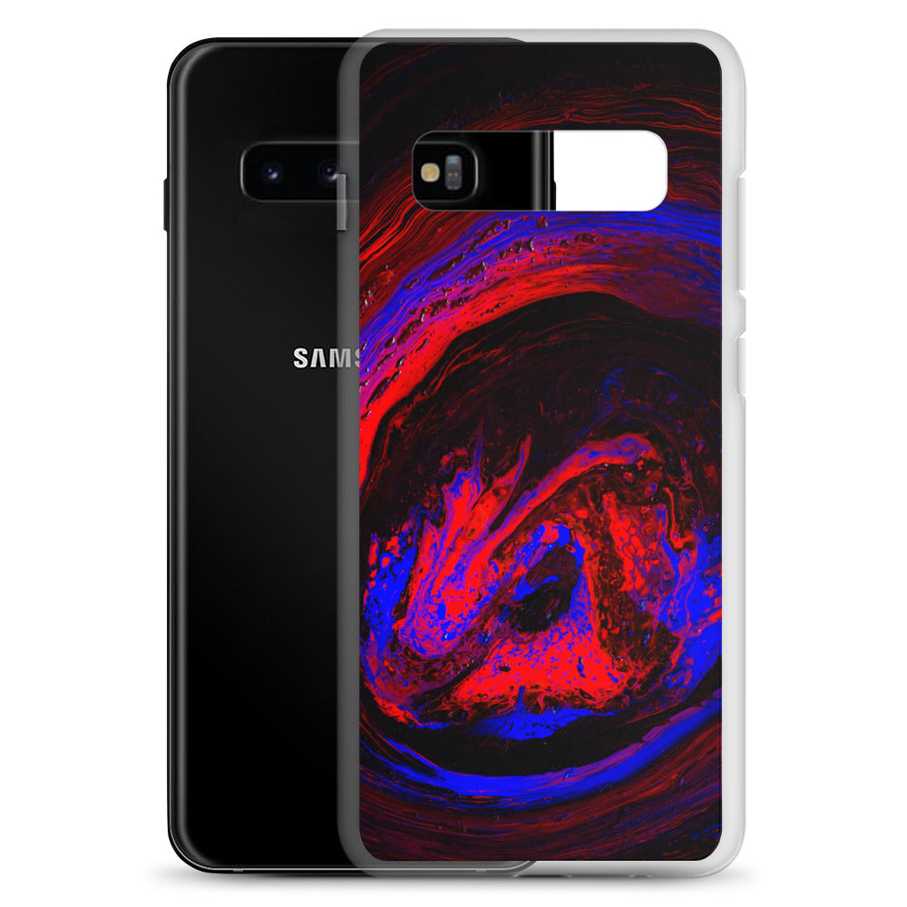 NightOwl Studio Custom Phone Case Compatible with Samsung Galaxy, Slim Cover for Wireless Charging, Drop and Scratch Resistant, Red Vortex