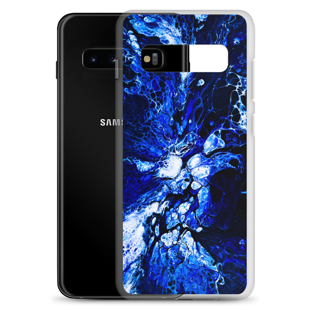 NightOwl Studio Custom Phone Case Compatible with Samsung Galaxy, Slim Cover for Wireless Charging, Drop and Scratch Resistant, Blue Burst