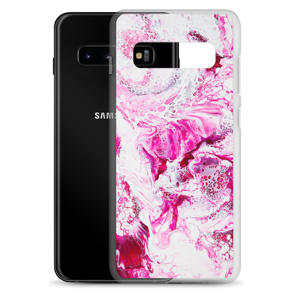 NightOwl Studio Custom Phone Case Compatible with Samsung Galaxy, Slim Cover for Wireless Charging, Drop and Scratch Resistant, Pink Distortion