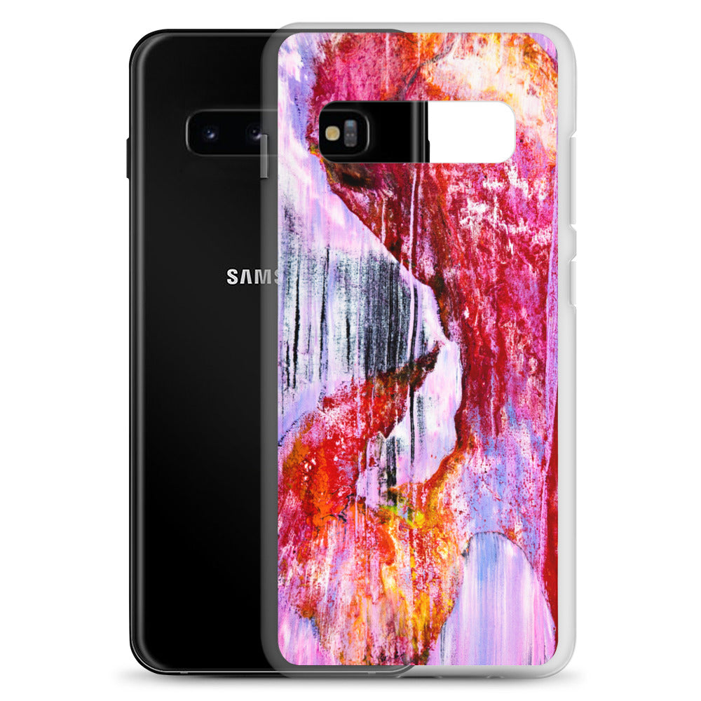 NightOwl Studio Custom Phone Case Compatible with Samsung Galaxy, Slim Cover for Wireless Charging, Drop and Scratch Resistant, Pink Rain