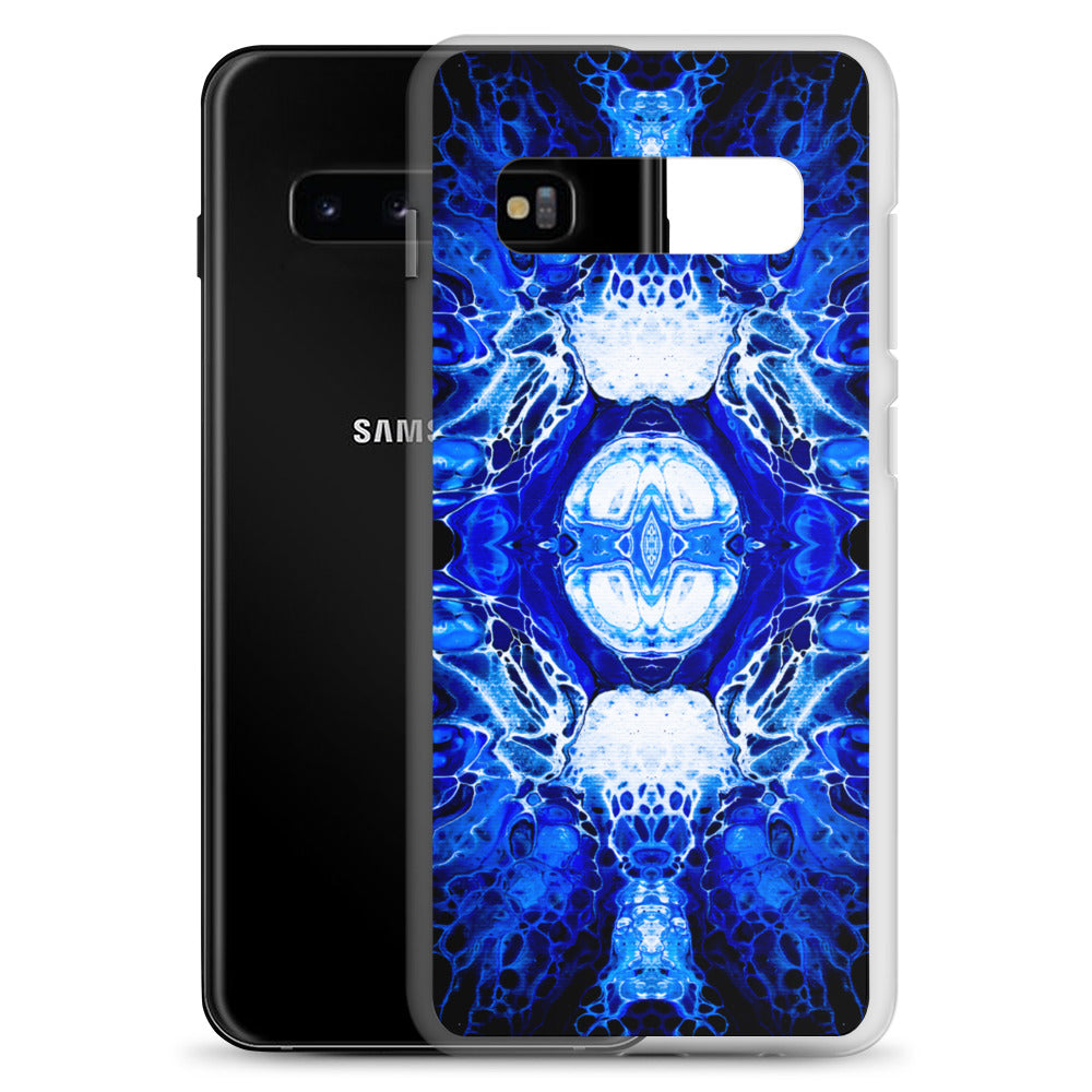 NightOwl Studio Custom Phone Case Compatible with Samsung Galaxy, Slim Cover for Wireless Charging, Drop and Scratch Resistant, Blue Nucleus