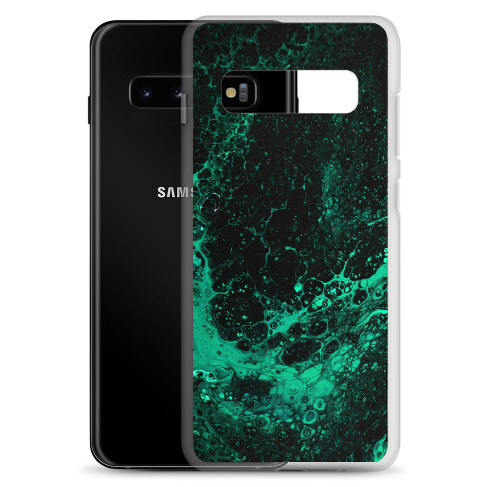 NightOwl Studio Custom Phone Case Compatible with Samsung Galaxy, Slim Cover for Wireless Charging, Drop and Scratch Resistant, Green Tide