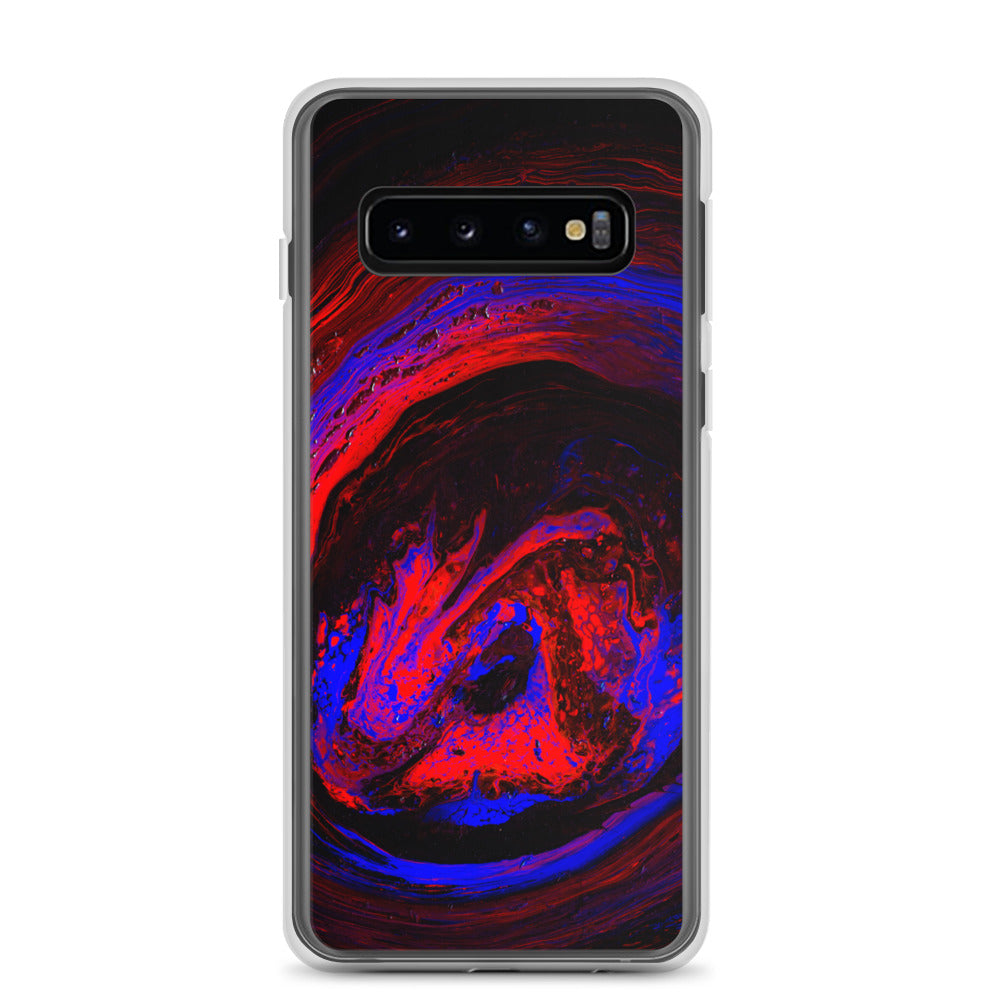 NightOwl Studio Custom Phone Case Compatible with Samsung Galaxy, Slim Cover for Wireless Charging, Drop and Scratch Resistant, Red Vortex