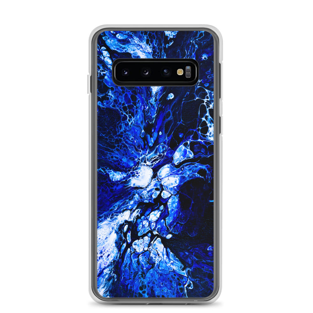 NightOwl Studio Custom Phone Case Compatible with Samsung Galaxy, Slim Cover for Wireless Charging, Drop and Scratch Resistant, Blue Burst