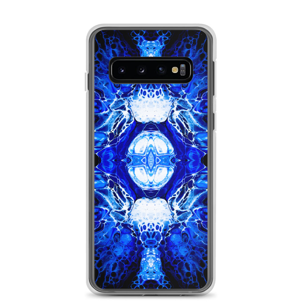 NightOwl Studio Custom Phone Case Compatible with Samsung Galaxy, Slim Cover for Wireless Charging, Drop and Scratch Resistant, Blue Nucleus