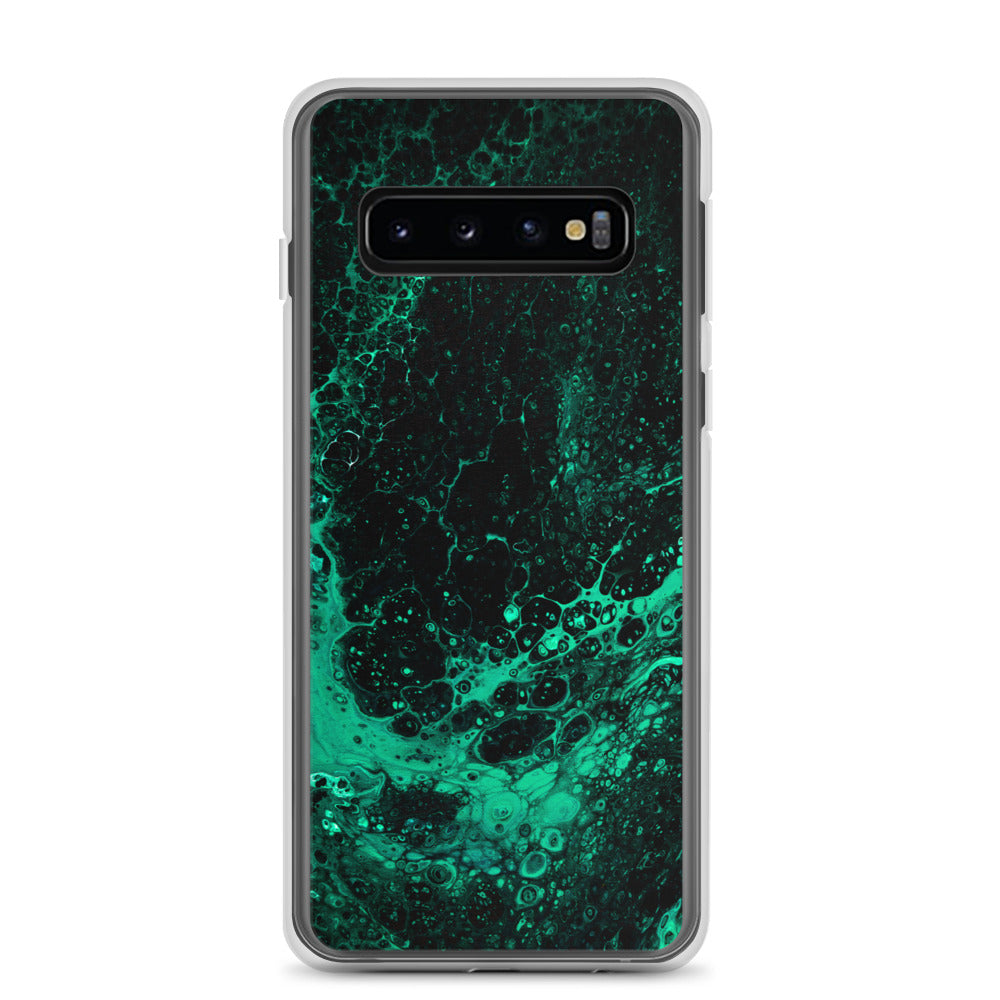 NightOwl Studio Custom Phone Case Compatible with Samsung Galaxy, Slim Cover for Wireless Charging, Drop and Scratch Resistant, Green Tide