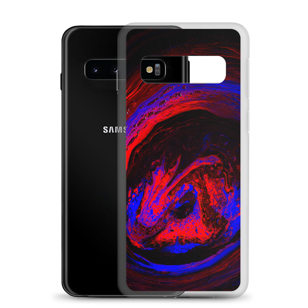 NightOwl Studio Custom Phone Case Compatible with Samsung Galaxy, Slim Cover for Wireless Charging, Drop and Scratch Resistant, Red Vortex