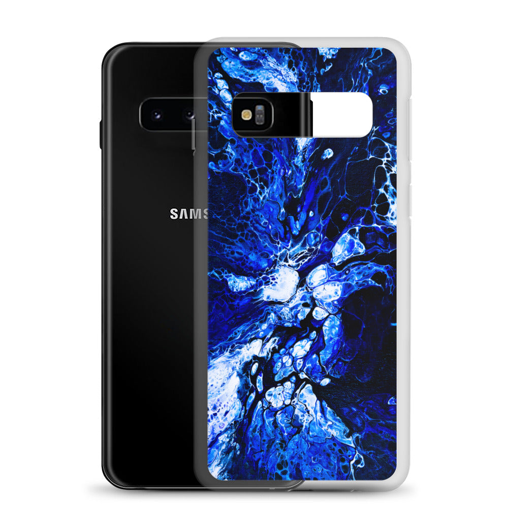 NightOwl Studio Custom Phone Case Compatible with Samsung Galaxy, Slim Cover for Wireless Charging, Drop and Scratch Resistant, Blue Burst