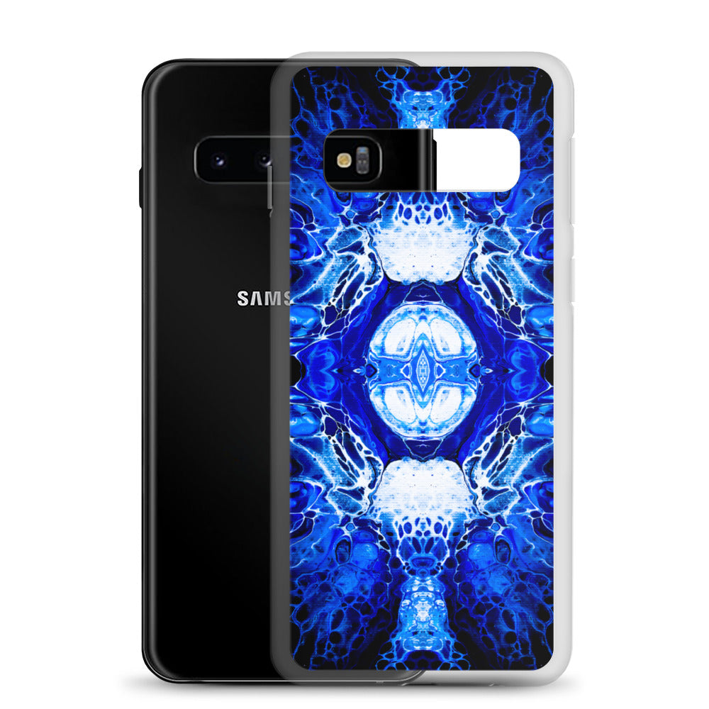 NightOwl Studio Custom Phone Case Compatible with Samsung Galaxy, Slim Cover for Wireless Charging, Drop and Scratch Resistant, Blue Nucleus