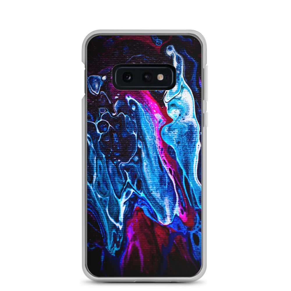 NightOwl Studio Custom Phone Case Compatible with Samsung Galaxy, Slim Cover for Wireless Charging, Drop and Scratch Resistant, Boho Art Colors, Blue Liquid