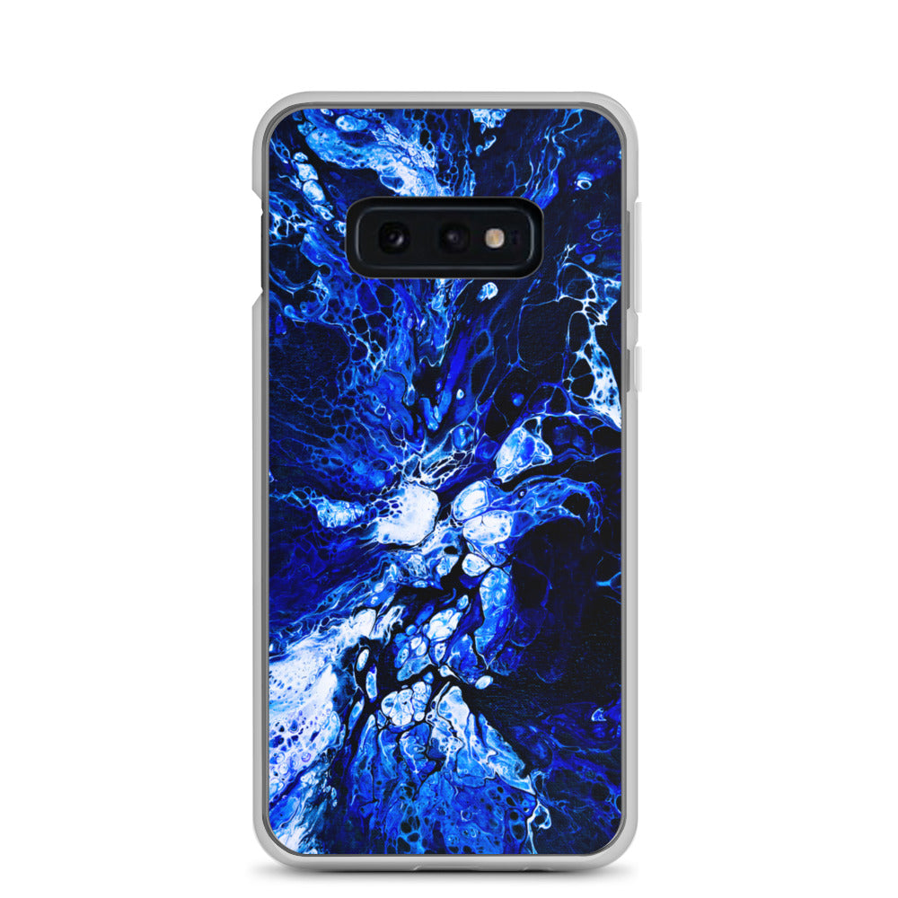 NightOwl Studio Custom Phone Case Compatible with Samsung Galaxy, Slim Cover for Wireless Charging, Drop and Scratch Resistant, Blue Burst