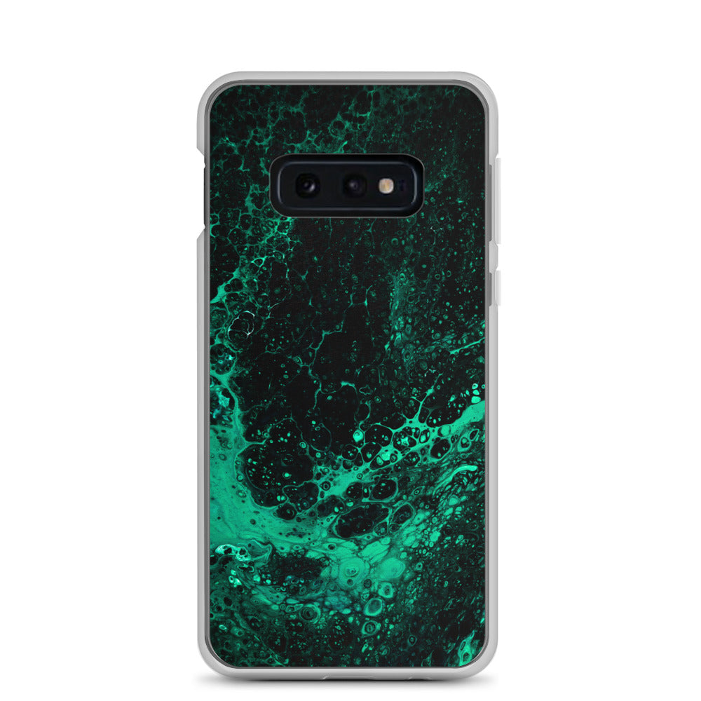 NightOwl Studio Custom Phone Case Compatible with Samsung Galaxy, Slim Cover for Wireless Charging, Drop and Scratch Resistant, Green Tide