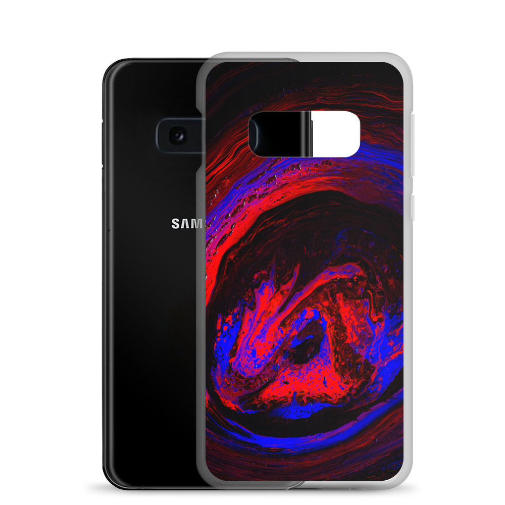 NightOwl Studio Custom Phone Case Compatible with Samsung Galaxy, Slim Cover for Wireless Charging, Drop and Scratch Resistant, Red Vortex