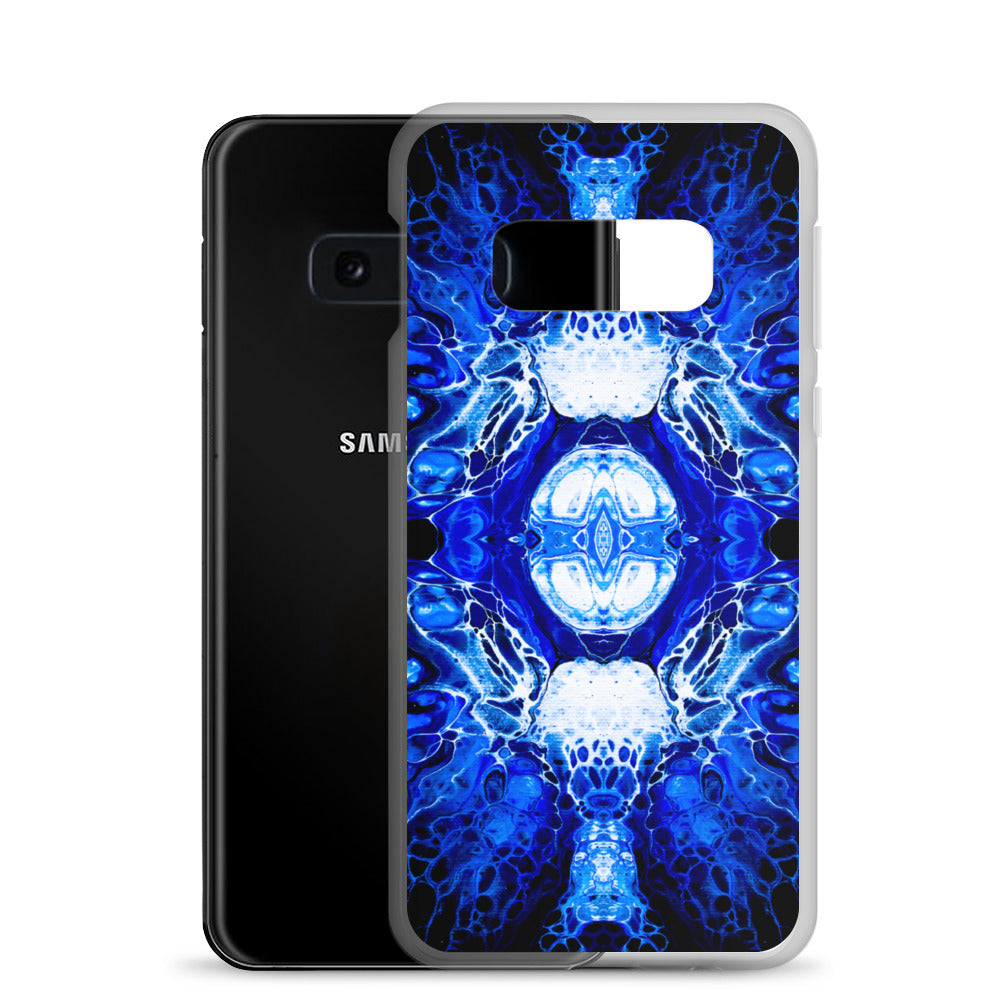 NightOwl Studio Custom Phone Case Compatible with Samsung Galaxy, Slim Cover for Wireless Charging, Drop and Scratch Resistant, Blue Nucleus