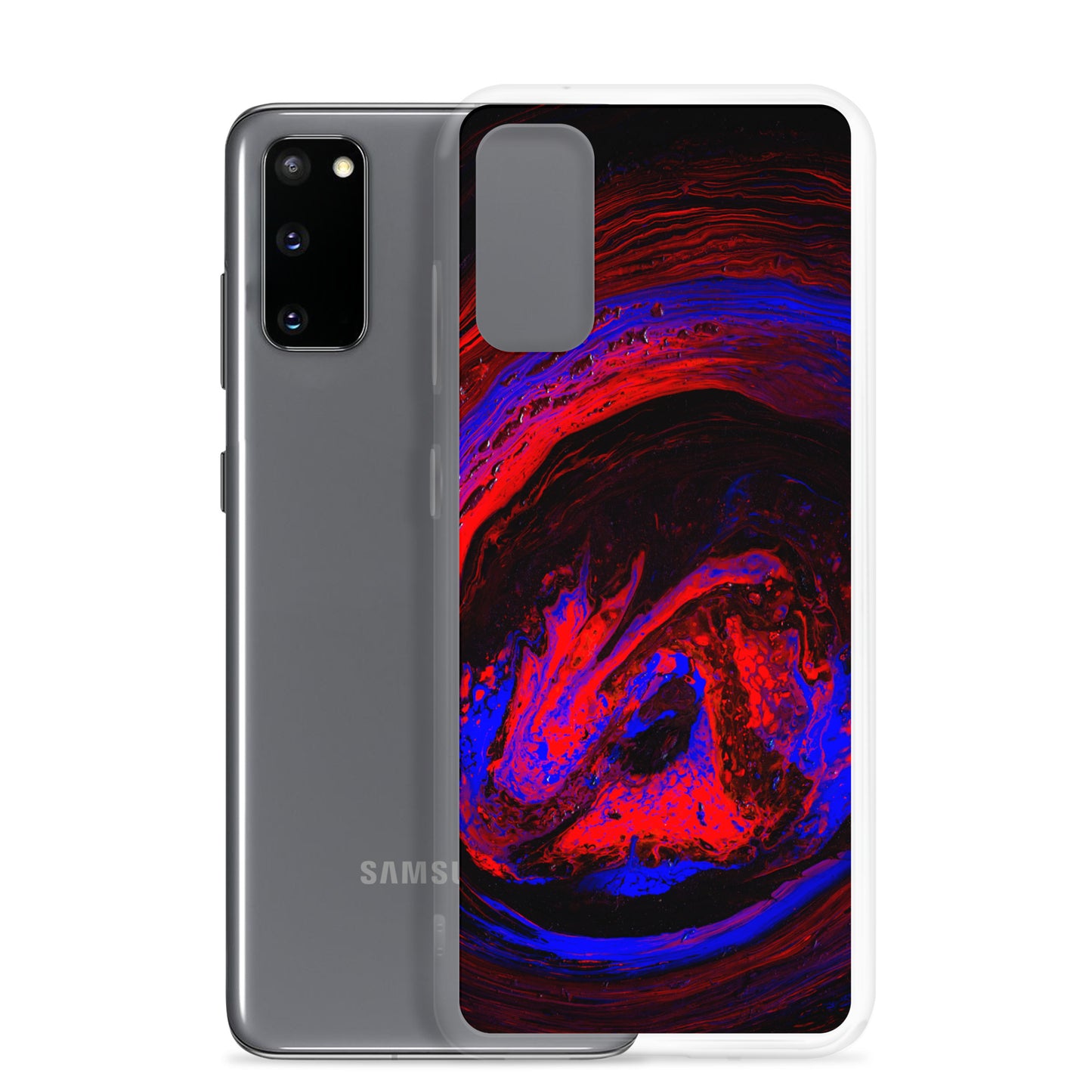 NightOwl Studio Custom Phone Case Compatible with Samsung Galaxy, Slim Cover for Wireless Charging, Drop and Scratch Resistant, Red Vortex