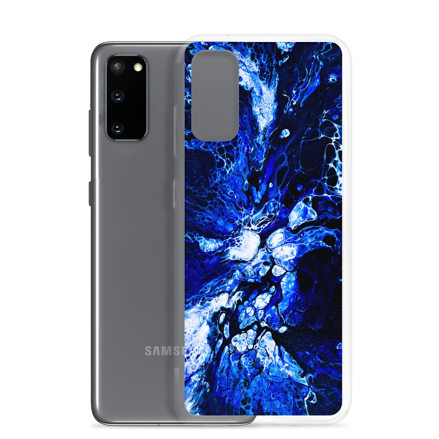 NightOwl Studio Custom Phone Case Compatible with Samsung Galaxy, Slim Cover for Wireless Charging, Drop and Scratch Resistant, Blue Burst