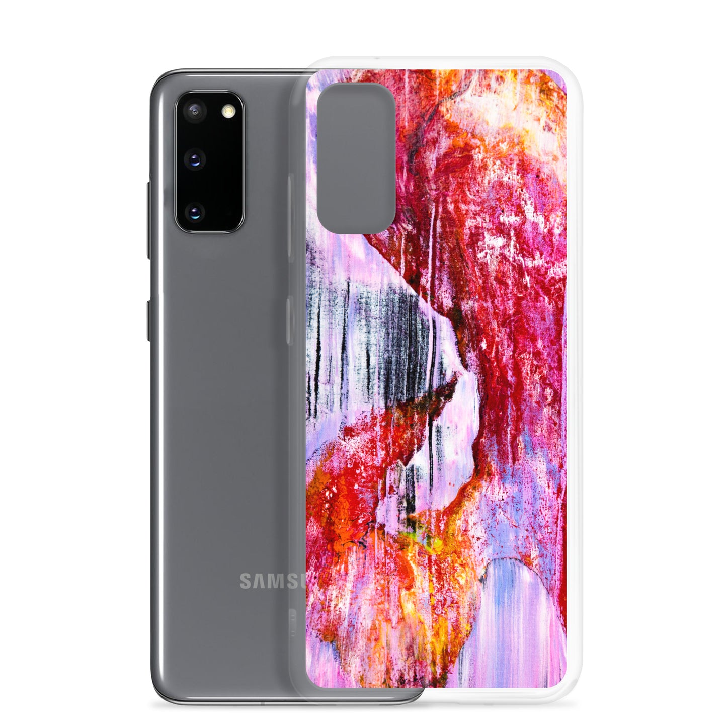 NightOwl Studio Custom Phone Case Compatible with Samsung Galaxy, Slim Cover for Wireless Charging, Drop and Scratch Resistant, Pink Rain