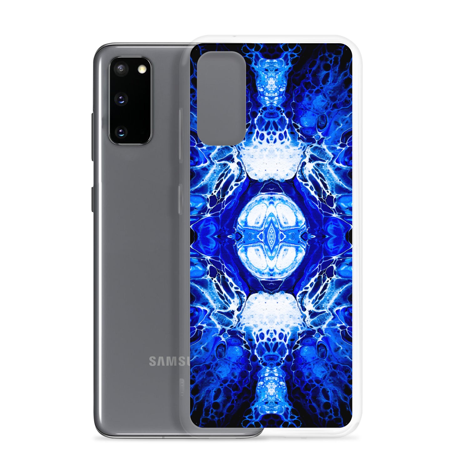 NightOwl Studio Custom Phone Case Compatible with Samsung Galaxy, Slim Cover for Wireless Charging, Drop and Scratch Resistant, Blue Nucleus