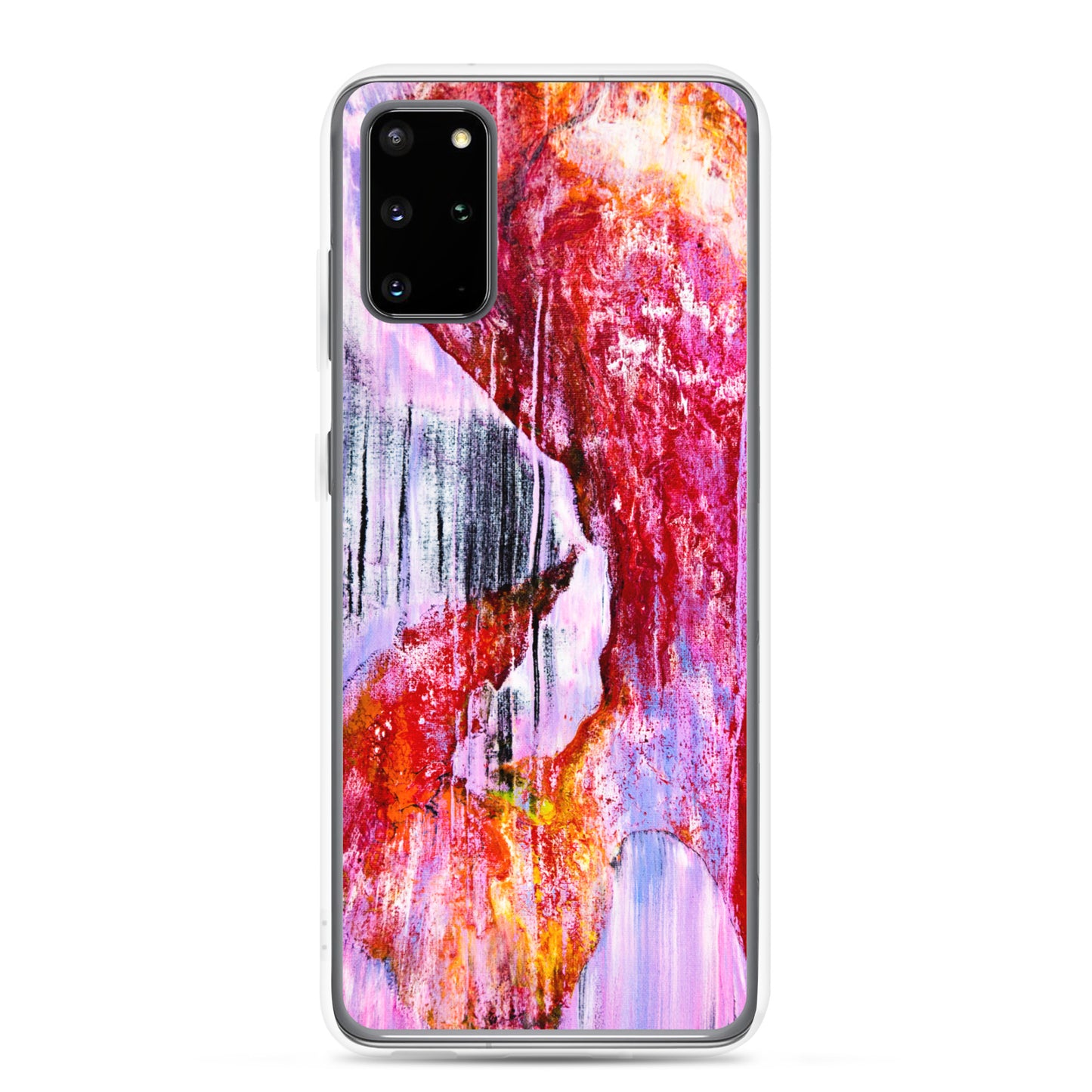 NightOwl Studio Custom Phone Case Compatible with Samsung Galaxy, Slim Cover for Wireless Charging, Drop and Scratch Resistant, Pink Rain