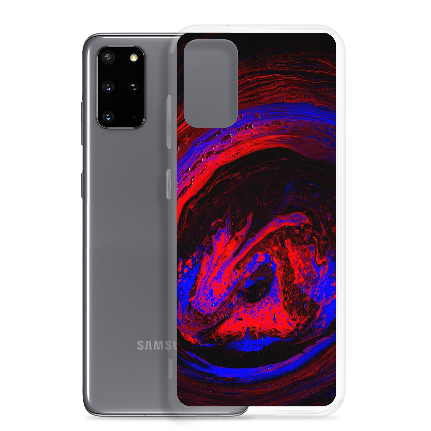 NightOwl Studio Custom Phone Case Compatible with Samsung Galaxy, Slim Cover for Wireless Charging, Drop and Scratch Resistant, Red Vortex