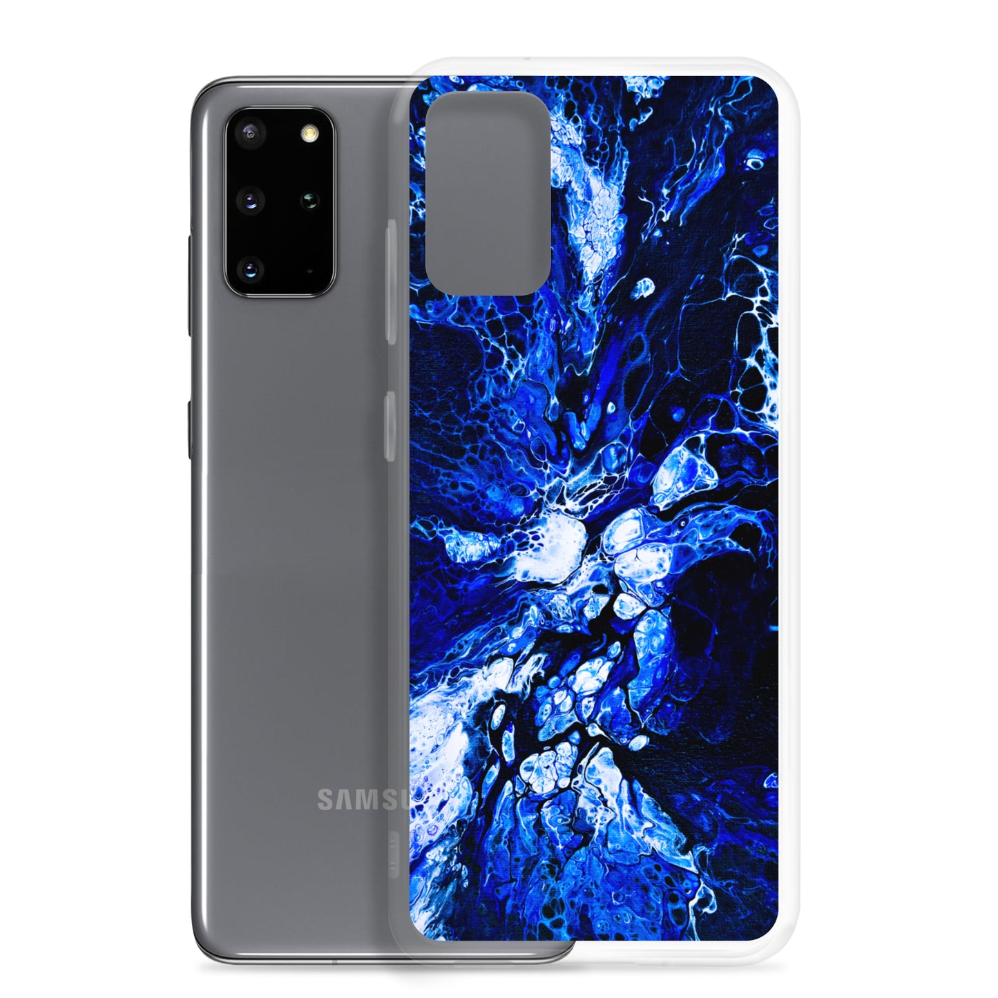 NightOwl Studio Custom Phone Case Compatible with Samsung Galaxy, Slim Cover for Wireless Charging, Drop and Scratch Resistant, Blue Burst