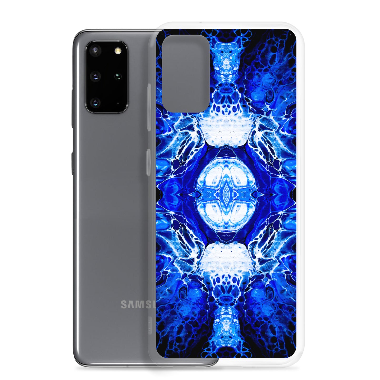 NightOwl Studio Custom Phone Case Compatible with Samsung Galaxy, Slim Cover for Wireless Charging, Drop and Scratch Resistant, Blue Nucleus