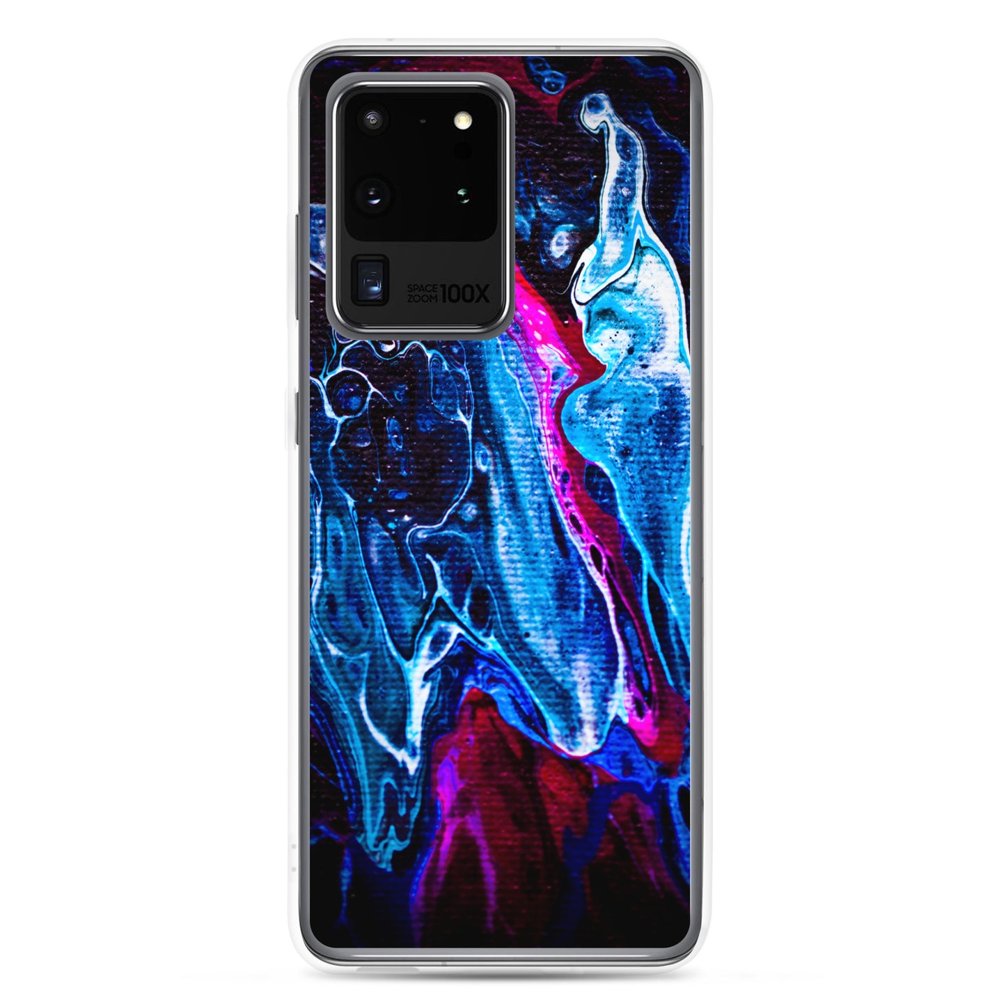 NightOwl Studio Custom Phone Case Compatible with Samsung Galaxy, Slim Cover for Wireless Charging, Drop and Scratch Resistant, Boho Art Colors, Blue Liquid