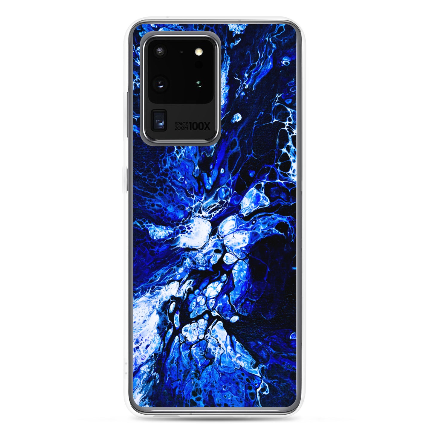 NightOwl Studio Custom Phone Case Compatible with Samsung Galaxy, Slim Cover for Wireless Charging, Drop and Scratch Resistant, Blue Burst