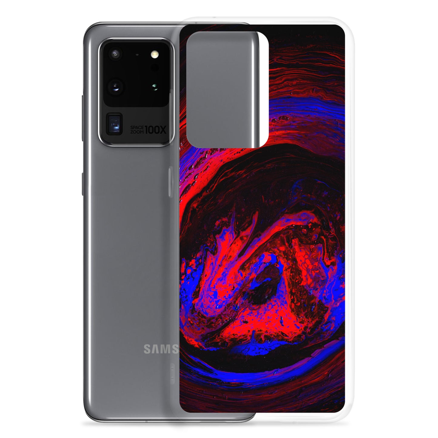 NightOwl Studio Custom Phone Case Compatible with Samsung Galaxy, Slim Cover for Wireless Charging, Drop and Scratch Resistant, Red Vortex