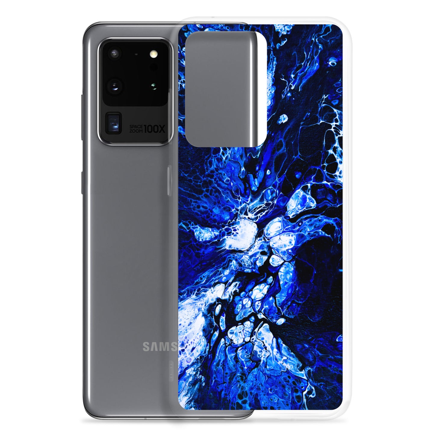 NightOwl Studio Custom Phone Case Compatible with Samsung Galaxy, Slim Cover for Wireless Charging, Drop and Scratch Resistant, Blue Burst