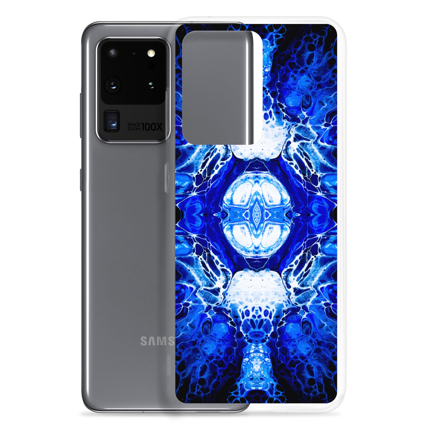 NightOwl Studio Custom Phone Case Compatible with Samsung Galaxy, Slim Cover for Wireless Charging, Drop and Scratch Resistant, Blue Nucleus