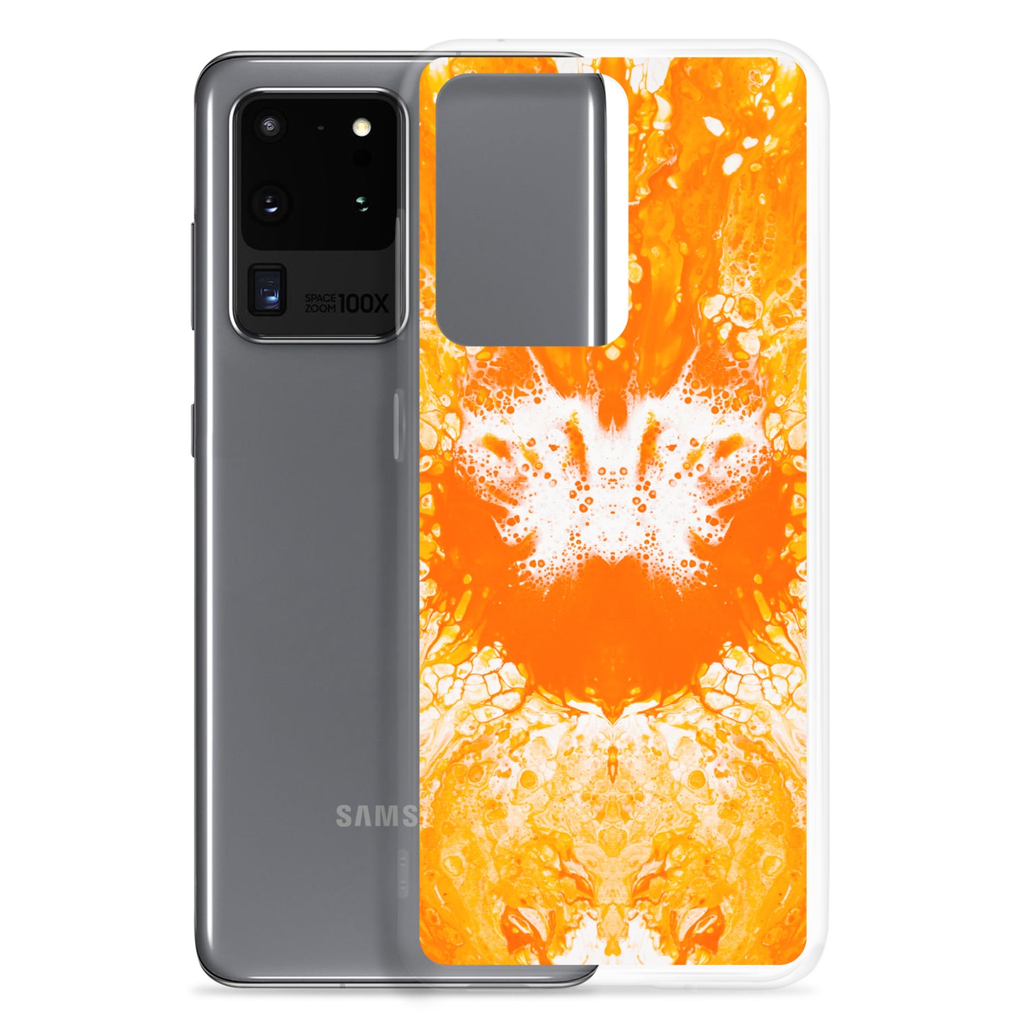 NightOwl Studio Custom Phone Case Compatible with Samsung Galaxy, Slim Cover for Wireless Charging, Drop and Scratch Resistant, Naranja