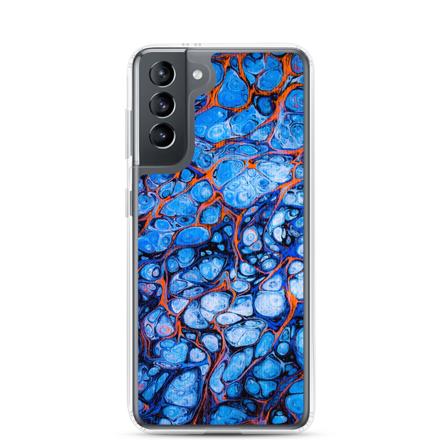 NightOwl Studio Custom Phone Case Compatible with Samsung Galaxy, Slim Cover for Wireless Charging, Drop and Scratch Resistant, Blue Fire